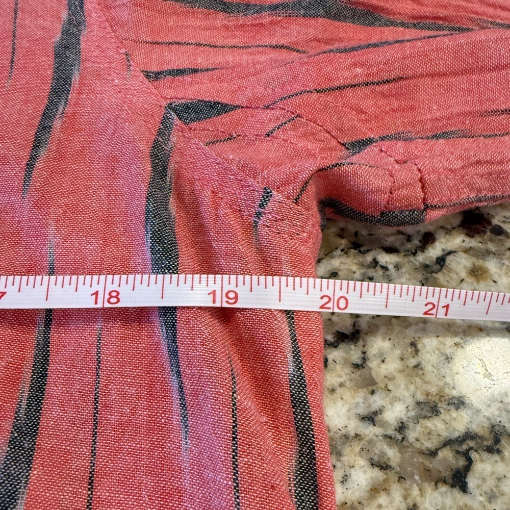 Pinkish Red Striped Linen Button-Front Top - Picture 7 of 11